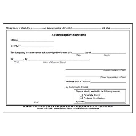 Example of Notary Certificate 